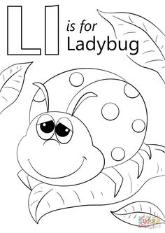 the letter l is for ladybug coloring page with an image of a ladybug