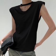 image_6 Trendy Black Sleeveless Tank Top, Trendy Black Sleeveless Tops, Trendy Black Vest Top, Trendy Black Sleeveless Blouse Top, Black Sleeveless T-shirt For Spring, Edgy Black Vest Top, Solid Sleeveless T-shirt, Edgy Sleeveless T-shirt For Spring, Black Sleeveless Vest Top