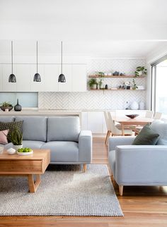 Scandi Living Room, Oz Design Furniture, Scandi Living, Feminine Minimalist, Small Lounge, Open Plan Kitchen Living Room, Scandi Decor, Scandi Home, Modern Feminine