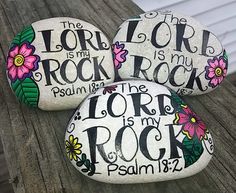 three rocks with bible verse painted on them