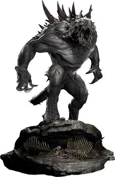 a statue of a demon with horns and claws on it's head, standing in front of a white background