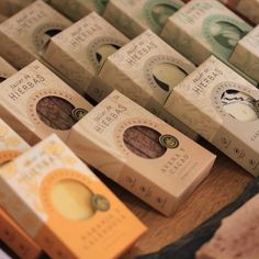 several different types of soaps on a table