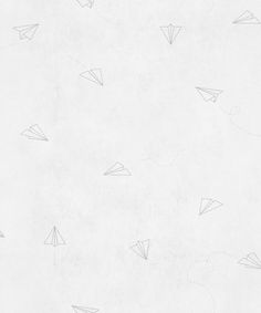 paper airplanes are flying in the sky on a white background with gray confetti