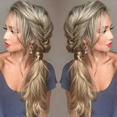 Messy Fishtail Braids, Easy Updos For Long Hair, Side Swept Hairstyles, Luxy Hair, Side Ponytail, Hair Styles 2017, Sopot