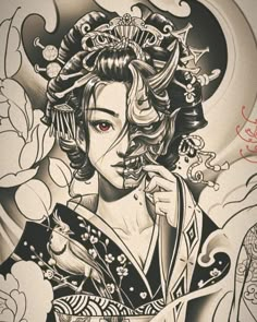 Tato Geisha, Japanese Geisha Tattoo, Japanese Hand Tattoos, Geisha Tattoo Design, Geisha Tattoo, Asian Tattoos, Japanese Sleeve Tattoos