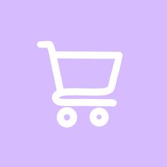 a white shopping cart on a purple background