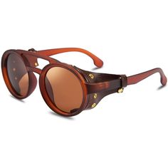 Retro Round Steampunk Sunglasses Women Men Vintage Eyewear Light Plastic Frame With Leatherwear Size - Lens Width: 48mm (1.88inches) Lens Height: 54mm (2.12inches); Nose Bridge: 18mm (0.71inches) Frame Length: 140mm (5.5 Inches) Temple Length: 139mm (5.47inches Uv400 High Vision Lens Brown Chrome Hearts Sunglasses, Original Wayfarer Classic, Police Sunglasses, Timeless Sunglasses, Ray Ban Sunglasses Wayfarer, Gold Aviator Sunglasses, Steampunk Sunglasses, Wood Sunglasses, Cheap Sunglasses