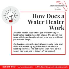 an advertisement for water heater work with the text how does a water heater work?