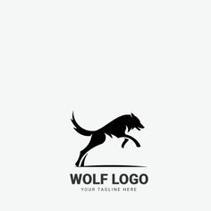 the wolf logo is black and white with an image of a dog running on it's hind legs