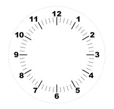 a white clock face with black numbers on the front and back sides, showing 11 o'clock