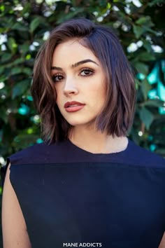 Olivia Culpo Haircut with Jen Atkin AFTER Brunette Bob Haircut, Brunette Bob, Long Bob Haircuts, Short Straight Hair, Hair St, Trending Hairstyles