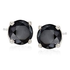 3.00 ct. t.w. Black Diamond Stud Earrings in 14kt White Gold Black Diamond Solitaire Ring, White Diamond Jewelry, Black Diamond Solitaire, Diamond Jewelry Set, Diamond Bar Necklace, Black Diamond Earrings