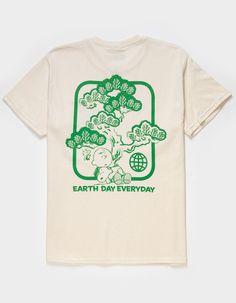 Peanuts Our World Tee. Graphic On Left Chest. Large Graphic On Back. Crew Neck. Short Sleeve. 100% Cotton. Machine Wash. Imported. | Peanuts Our World Boys Tee Street Graphic Tee, Plant Graphic Tee, Casual Earth Day Screen Print T-shirt, Casual Earth Day T-shirt With Screen Print, Casual Tops With Earth Day Screen Print, Casual Screen Print Tops For Earth Day, Eco-friendly Cotton Top With Graphic Print, White Screen Print Top For Earth Day, Earth Day Screen Print Short Sleeve Tops