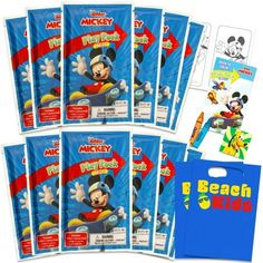 the mickey mouse party pack includes stickers and markers