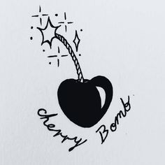 a black and white drawing of a heart with an arrow sticking out of it's side