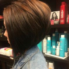 #stacked #bob Long Stacked Haircuts, Stacked Haircuts, Long Bobs, Bob Hair Color, Choppy Bob Haircuts