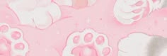 an image of pink and white paw prints on a wallpaper pattern with stars in the background