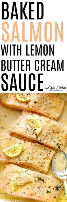 baked salmon with lemon butter cream sauce