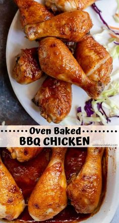 oven baked bbq chicken on a white plate