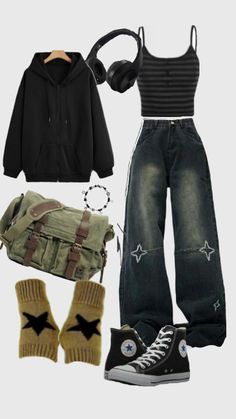 Outfit With Sweater, Grungy Outfit, Head Phones, Cool Outfit Ideas, Cool Outfit, Fashion Diy