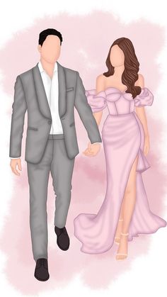 a drawing of a man and woman in formal wear