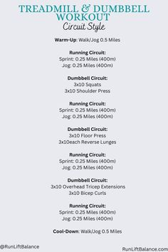 the treadmill and dumbbell workout schedule