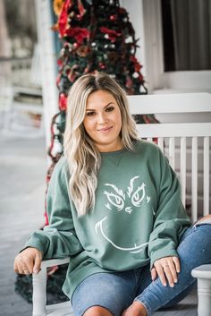 Pictured is green with white design 🎄 DEC 6TH IS THE LAST DAY TO ORDER FOR DELIVERY BY CHRISTMAS **This is a unisex sweatshirt that runs a bit larger than the standard women's sizing** Model is wearing a large for a oversized fit she is normally a small SIZING-PLACING ORDERBEST -If unsure on size, please see size chart in photos SHIPPING -Should you need rush processing, please message us and we will do our best to accommodate REFUNDS - EXCHANGES -Due to our items being made by hand made to ord Casual Green Christmas Sweatshirt, Casual Green Holiday Sweatshirt, Casual Green Sweatshirt For Holidays, Casual Green Holiday Tops, Casual Green Top For Holiday, Green Tops For Fall Holiday, Christmas Shirts For Women, Teacher Wear, 29 November