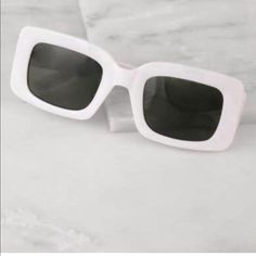 White Retro Sunglasses White Retro Sunglasses, White Square Frame Sunglasses For Beach, Chic White Square Frame Sunglasses, White Square Frame Sunglasses For Summer, White Rectangular Sunglasses For Spring, White Rectangular Sunglasses For Summer, Modern White Sunglasses For Vacation, Chic White Sunglasses For Vacation, Chic White Sunglasses For The Beach