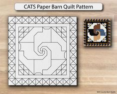 the cat's paper barn quilt pattern is shown next to an image of a square