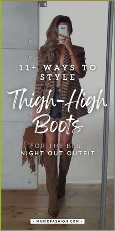 Find the perfect outfit to pair with thigh-high boots for a stylish night out. From sleek dresses to trendy skirts, these outfit ideas will help you make the most of your thigh-high boots and create a look that’s both chic and striking.	thigh-high boots outfit ideas | what to wear with thigh-high boots | night out thigh-high boots outfits | stylish thigh-high boots looks | thigh-high boots fashion tips | thigh-high boots night wear | trendy thigh-high boots outfits | chic thigh-high boots styles | how to style thigh-high boots | thigh-high boots and dresses | thigh-high boots night fashion | fashionable thigh-high boots | night out shoe ideas | thigh-high boots wardrobe | trendy night out outfits Fall Outfits With Long Black Boots, Style With Long Boots, Outfits For Thigh High Boots, Leggings With Tall Boots Outfit, Knee High Black Boots Outfit Casual, How To Wear Over The Knee Boots, How To Style Thigh High Boots, Thigh High Boots And Dress, Tall Western Boots Outfit