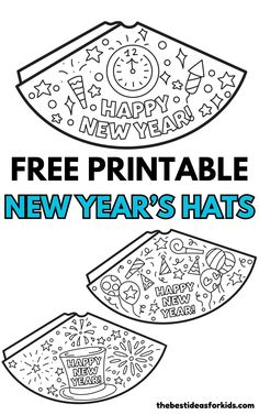 the new year's hat coloring page with free printables for kids to color