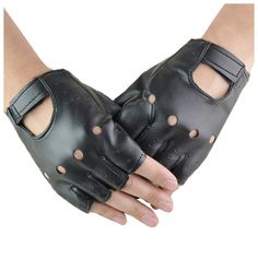 Driving Gloves Men, Gloves Aesthetic, Black Fingerless Gloves, Biker Gloves, Leather Fingerless Gloves, Black Punks, Hand Gloves, Black Leather Gloves