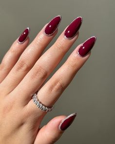 Cherry Mocha Is Every Fashion Girl’s Favorite Winter Nail Color Red Nail Designs, Burgundy Nails, Red Nail, Winter Nail Designs, Chic Nails, Makati, Chrome Nails, Nail Accessories, Rhinestone Nails