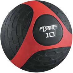 a red and black medicine ball with the words fitness gear on it