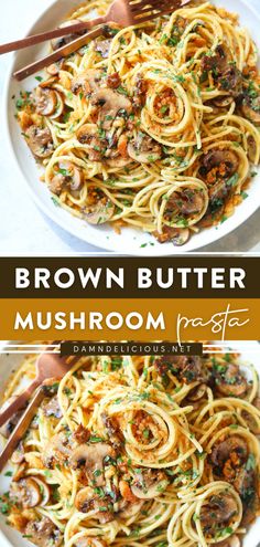 BROWN BUTTER MUSHROOM PASTA Butter Mushroom Pasta, Best Pasta Recipes, Salad Pasta, Fettuccine Alfredo, Mushroom Pasta, Minestrone, Rigatoni