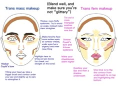 Makeup Men Like On Women, How To Make Your Face Look Masculine, How To Do Masculine Contour, Masc Counturing, Masc Makeup Contour, How To Do Male Makeup, Masc Vs Fem Makeup, Ftm Contour