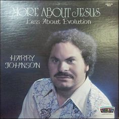 a man with a moustache on his face and the words, more about jesus less about evolution