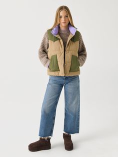 DESCRIPTION:This quilted puffer vest features a western-inspired yoke and a drawcord hem for adjustability.FEATURES:Stand-Up CollarSide PocketsButton ClosureDrawcord HemColor Block DesignQuilted Fabrication100% PolyesterClassic FitModel is wearing size Small vest.Model's Measurements: Height: 5'9.5" | Bust: 32C | Waist: 26.5" | Hips: 37" | Dress Size: 2-4 (US) Fuzzy Vest Outfit, Small Vest, Vest Outfit, Quilted Puffer Vest, Saint Bernard, Puffer Vest, Puffer, Size 2, Product Description