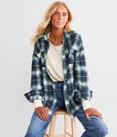 BKE Plaid Boyfriend Flannel Shirt - Green Small, Women's Huntergreen Oversized button down shirt Bust measures 44 on size small Body length 26 on size small. Layering piece(s) and/or accessories sold separately.. 100% Cotton. Machine wash cold with like colors gentle cycle. Do not bleach. Tumble dry low. Cool iron if needed. Do not dry clean.. Measurements: Bust -Fullest part of bust with arms at sides. Waist -Circumference of natural waist: above belly button below rib cage. Hips -Standing with Camo Shirt Outfit Women, Flannel Shirt Outfit Casual, Camo Shirt Outfit, Broadway Outfit, Flannel Shirt Outfit, Plaid Shirt Women, Oversized Button Down Shirt, Womens Flannel Shirt, Oversized Flannel