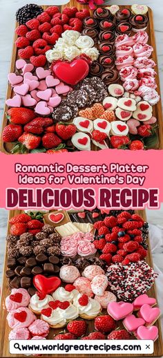 valentine's day dessert platter with chocolates and strawberries