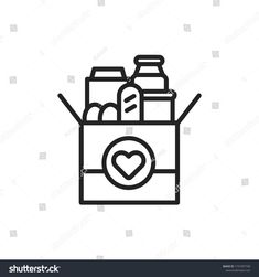 a shopping bag filled with groceries and drinks line icon, outline symbol on white background