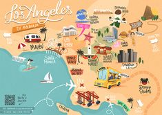 an illustrated map of los angeles and the surrounding area