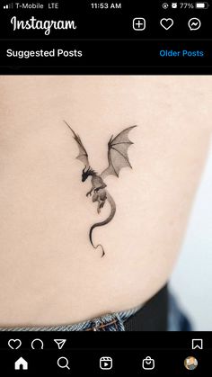 a small dragon tattoo on the side of a woman's stomach is shown in this screenshot