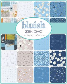 the blue and white pattern is featured in this book, which includes several different fabrics