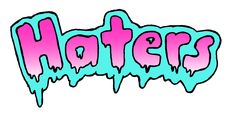 the word haters painted in pink and blue ink on a white background royalty illustration