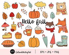 the fall clipart set includes autumn items