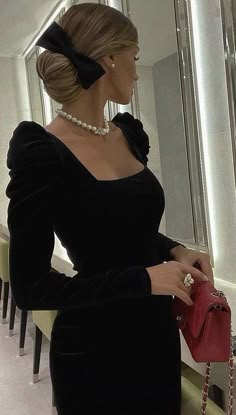 Dress Collar, Dinner Dress, A Mirror, Long Puff Sleeves, Look Vintage, Elegant Outfit, Club Dresses