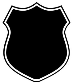 a black and white shield icon