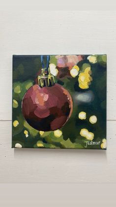 Christmas Watercolors Paintings, Painting Ideas For Presents, Christmas Ornament Canvas Painting, Idea To Paint On Canvas, Diy Christmas Gifts Painting, Christmas Cards Painted Acrylic, Painting Ideas Christmas Canvas, Christmas Tree Paintings Acrylics, Christmas Decorations Painting