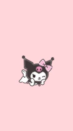 a pink background with a black and white cat sticker on the bottom right corner